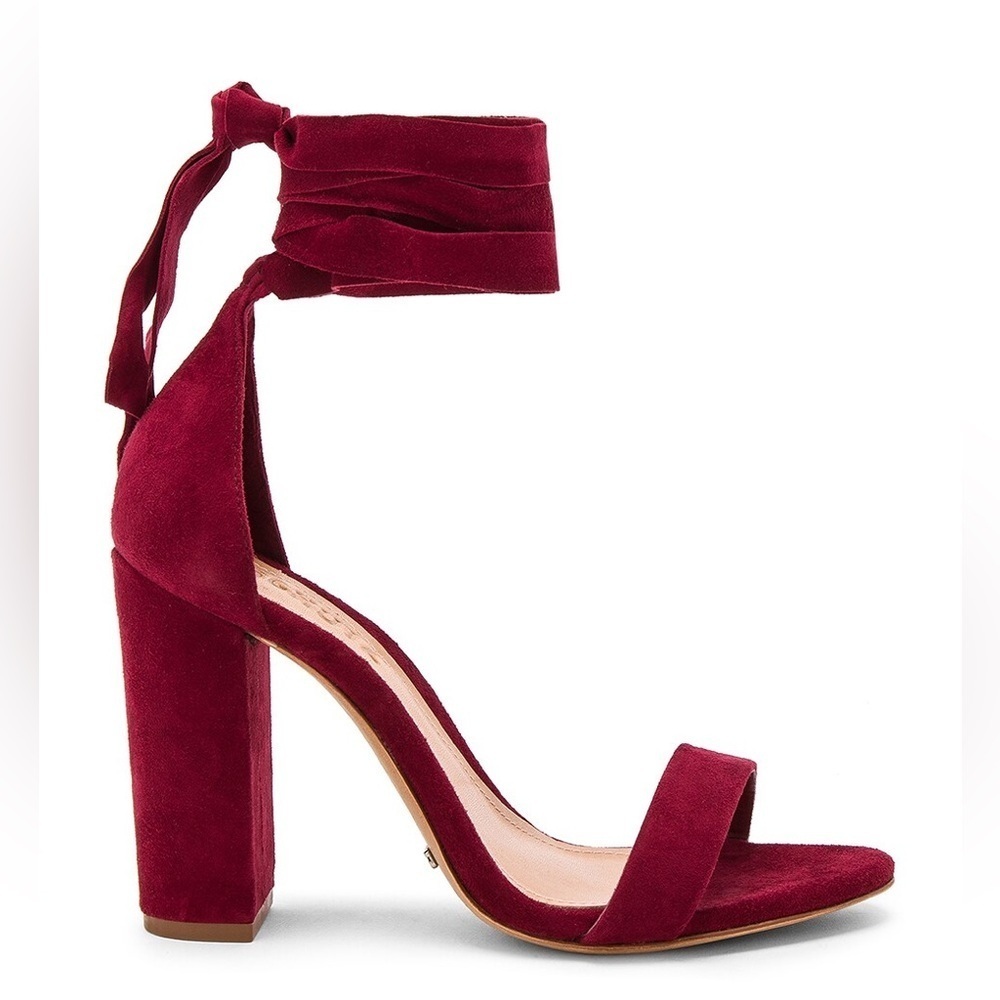 Schutz Kelma Burgundy Ankle Strap Heels